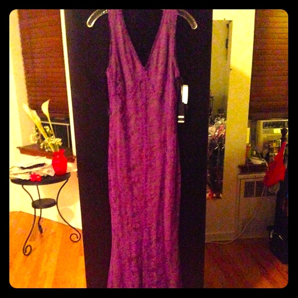 Vera Wang lavender lace full length gown.